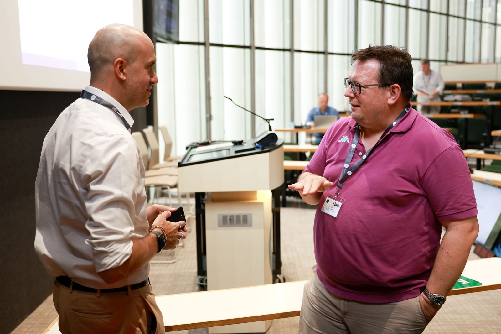 SIOE conference photo: Mattia Fochesato and Florian Englmaier at SIOE 2026