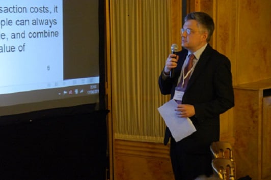 SIOE conference photo: Vernon Smith delivering his Presidential address.