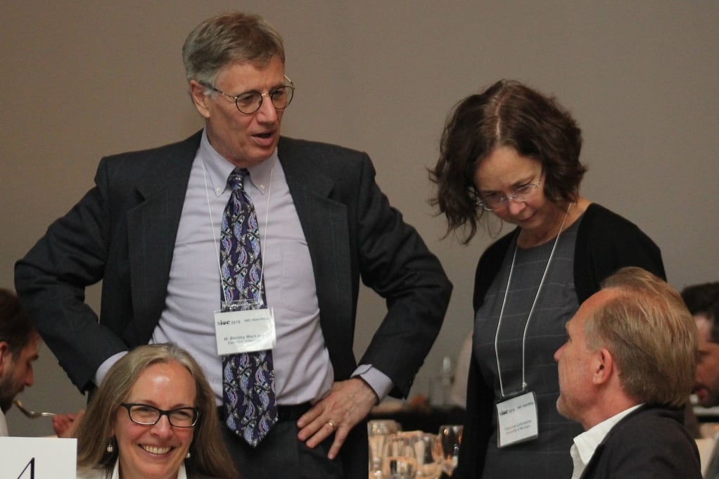 SIOE conference photo: Bentley MacLeod, Francis Lafontaine, Gillian Hadfield, and colleagues.