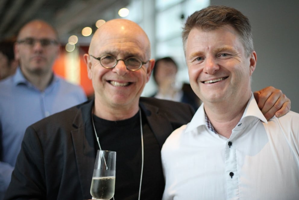 SIOE conference photo: Pablo Spiller and Eric Brousseau at SIOE 2018.